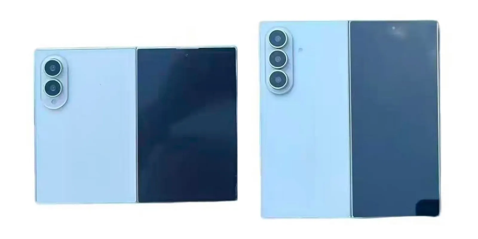 リークで登場した新しいワイドなGalaxy Z Fold8と従来型を並べたハンズオン画像
