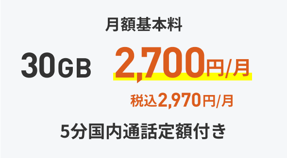 LINEMOベストプランVの30GB定額料金イメージ