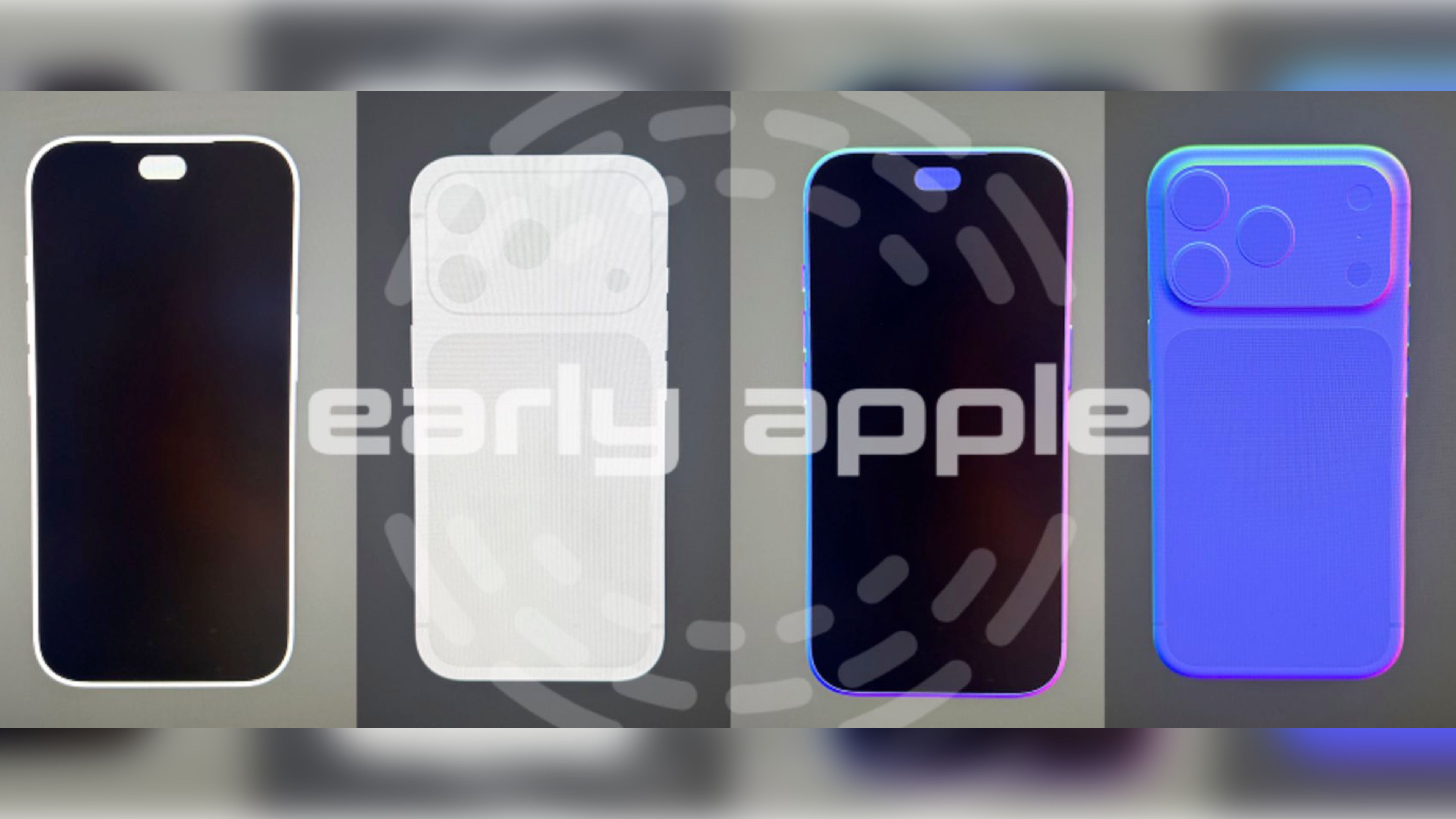 iPhone 18 ProのCAD図とされるリーク画像。前面の切り欠きが小さくなっている